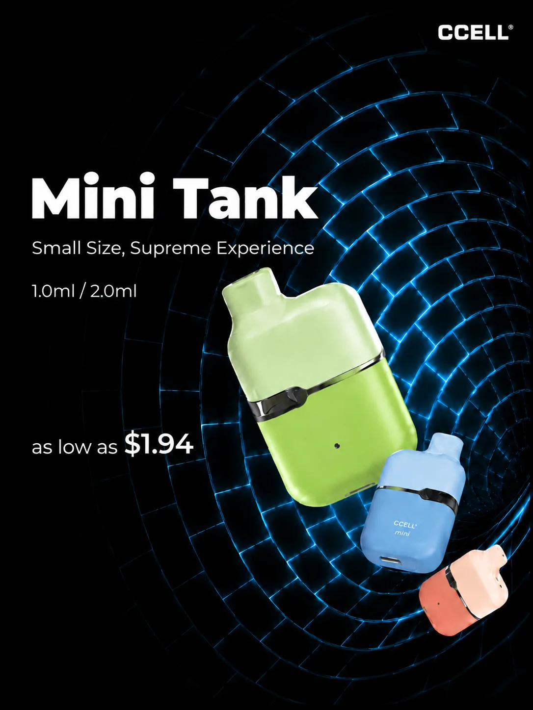 CCELL Mini Tank mobile homepage hero